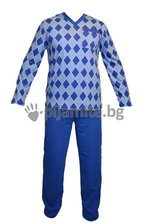   Мъжка пижама, дълъг ръкав, джобче - ромбове 154